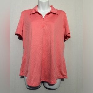 Greg Norman PlayDry Coral Quarter Zip Short Sleeve Top | Women’s L